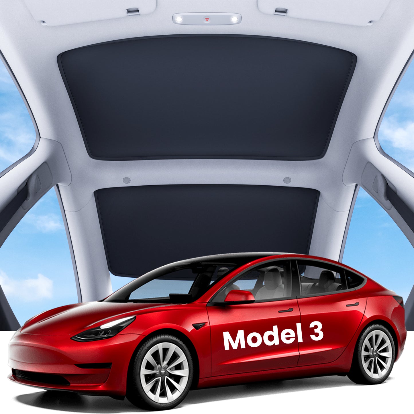 REEVAA 2025 Upgrade Heat Insulation Foldable Glass Sunroof Cover for 2020-2025 Model 3 Highland, 2PCS, Gray