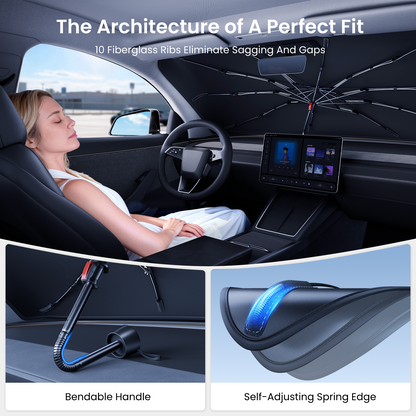 REEVAA Windshield Sun Shade Umbrella for Tesla, Nissan, Honda, K12