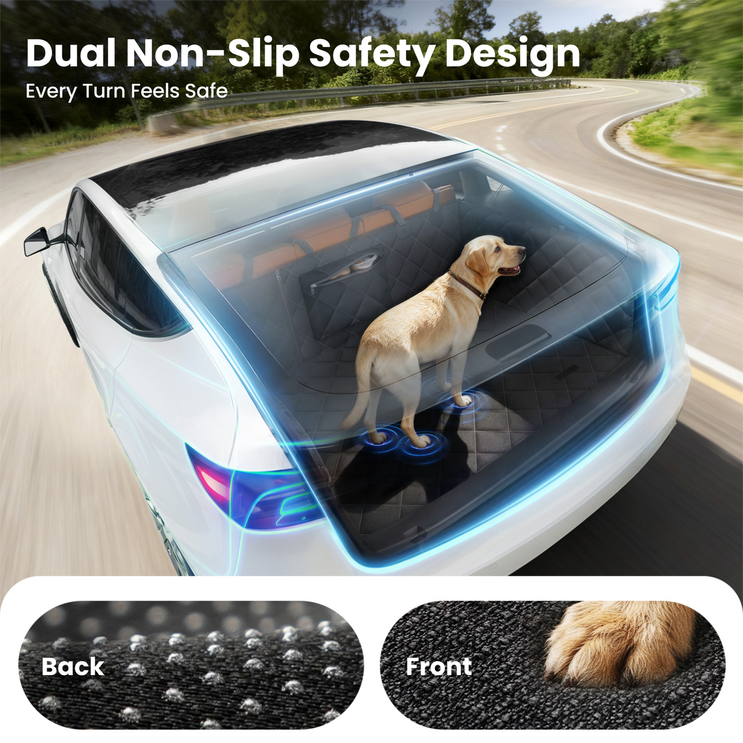 REEVAA SUV Cargo Liner for Dogs, Full Coverage Non-Slip Cargo Cover with Cushioned Sides to Protect Your Dog, Waterproof & Durable, Machine Washable Trunk Protector Mat