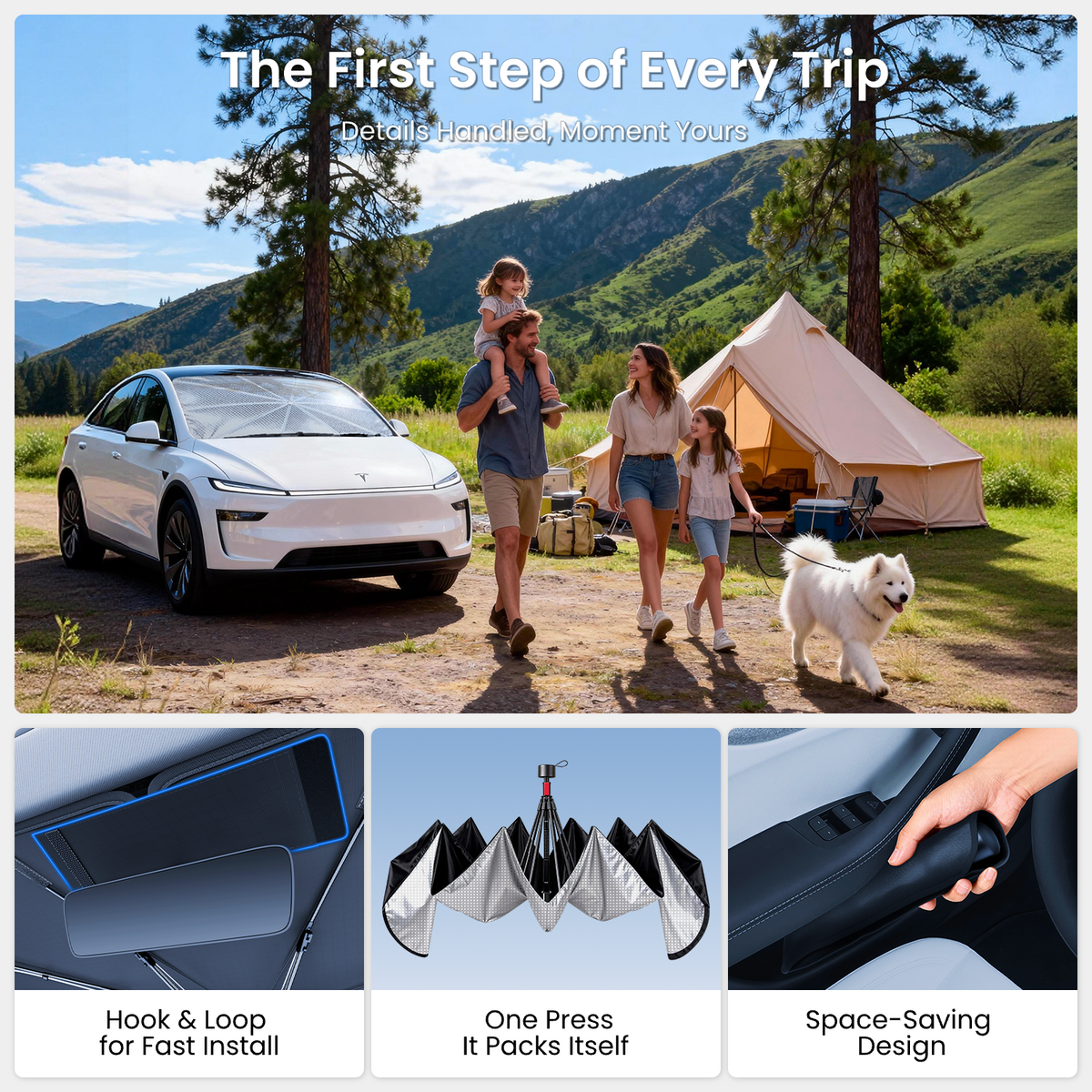REEVAA Windshield Sun Shade Umbrella for Tesla, Nissan, Honda, K12