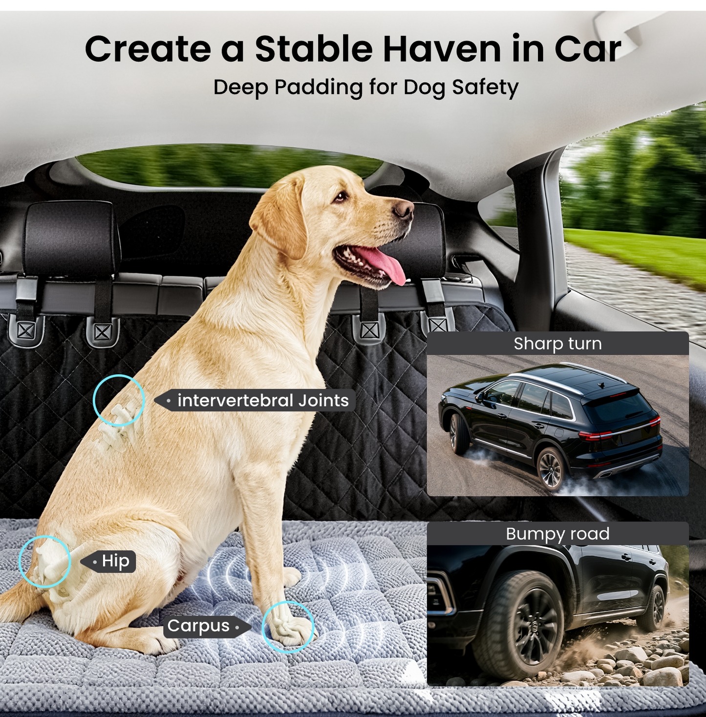 REEVAA Dog Bed Mat for Car Backseat [Extra-Thick & Chew-Resistant], Road Trip Bed to Fully Protect Dog's Safety, 54x24x1.8 in Fits Trucks/SUVs, Grey