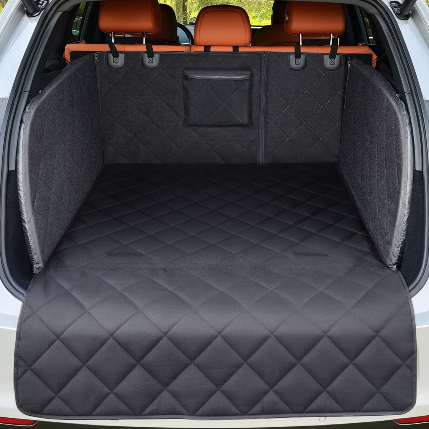 REEVAA SUV Cargo Liner for Dogs, Full Coverage Non-Slip Cargo Cover with Cushioned Sides to Protect Your Dog, Waterproof & Durable, Machine Washable Trunk Protector Mat