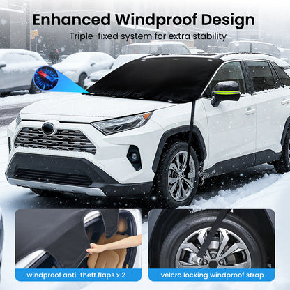 REEVAA Upgraded Car Windshield Cover for Ice & Snow [All-Weather Protection] Magnetic Fit Weatherproof Frost Cover, Winter Accessories, Christmas Gift