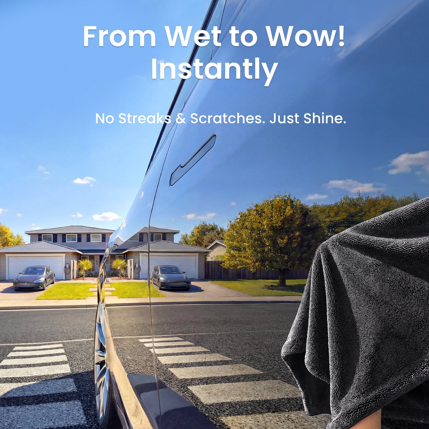 REEVAA 2 Pack 1300 GSM Car Drying Towel, Microfiber Cleaning, Twisted Loop, Dries in 3 Seconds,Dries an Entire Car, Pro-Grade Care,Streak Free, Lint Free, Reusable,2Pcs (36"×24"+16"×16")