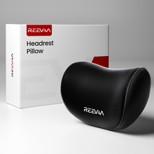 REEVAA Car Neck Pillow, Car Headrest Pillow for Driving, with Comfortable Breathable Soft Memory Foam and Nappa Leather, Ergonomic Design Support Neck and Head, Fits All Vehicles (Black, 2pcs)
