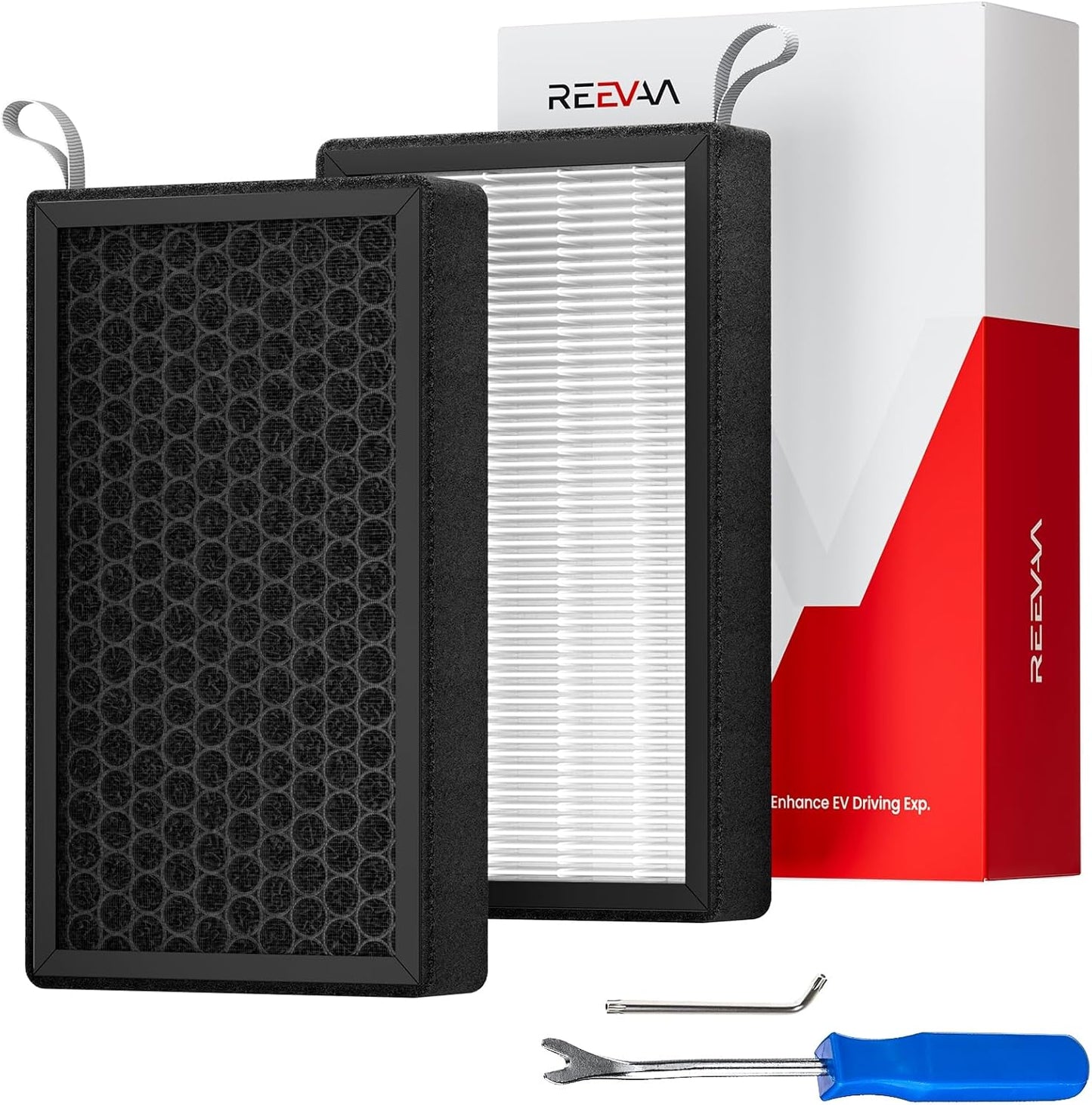 REEVAA 2025 HEPA Cabin Air Filter for Tesla Model Y (2016–2025, Juniper) – 2-Pack with Activated Carbon & Install Tools