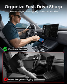 REEVAA Tesla New Model Y Juniper 2026/Model 3 Highland Center Console Organizer Tray Accessories [Maximized Space | Noise-Free & OEM Fit] 4PCS, Black