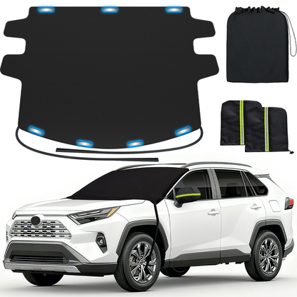 REEVAA Upgraded Car Windshield Cover for Ice & Snow [All-Weather Protection] Magnetic Fit Weatherproof Frost Cover, Winter Accessories, Christmas Gift