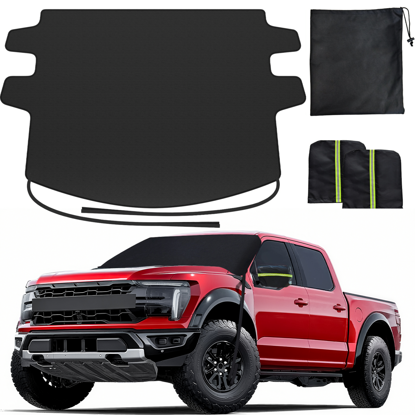 REEVAA Upgraded Car Windshield Cover for Ice & Snow [All-Weather Protection] Magnetic Fit Weatherproof Frost Cover, Winter Accessories, Christmas Gift