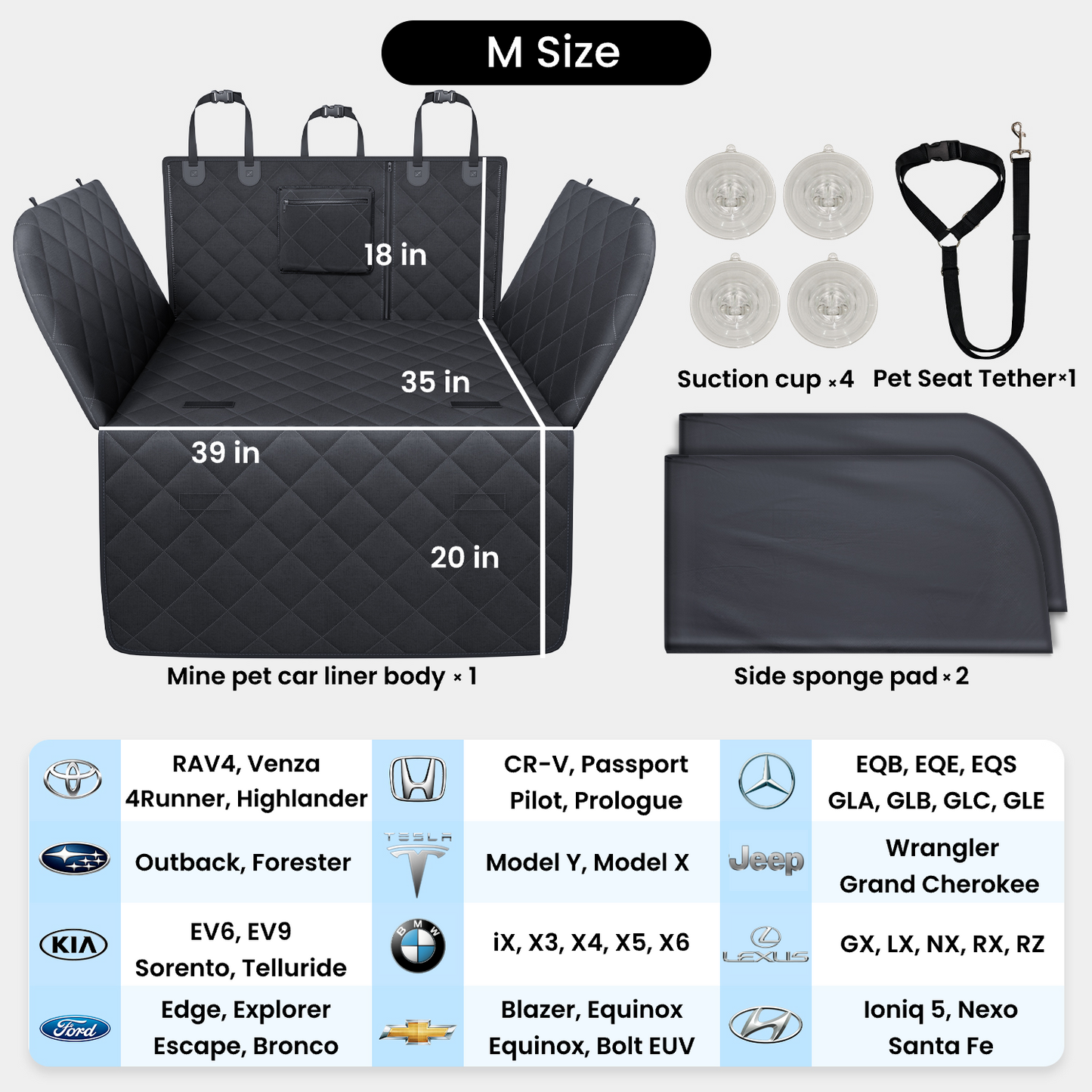 REEVAA SUV Cargo Liner for Dogs, Full Coverage Non-Slip Cargo Cover with Cushioned Sides to Protect Your Dog, Waterproof & Durable, Machine Washable Trunk Protector Mat