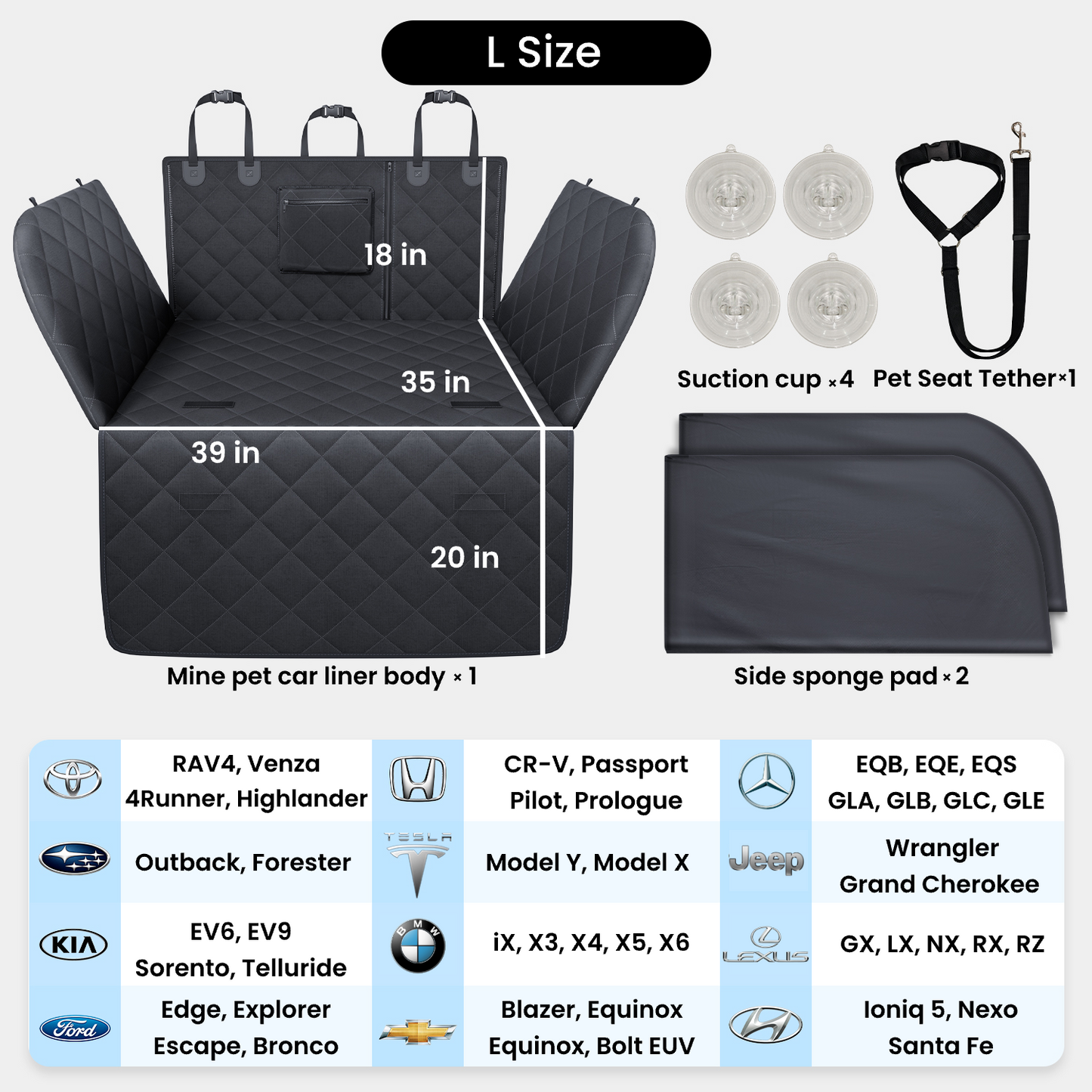 REEVAA SUV Cargo Liner for Dogs, Full Coverage Non-Slip Cargo Cover with Cushioned Sides to Protect Your Dog, Waterproof & Durable, Machine Washable Trunk Protector Mat