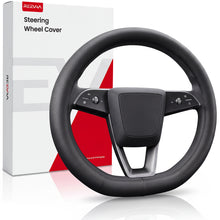REEVAA Tesla Steering Wheel Cover for Model Y/3, Black Gray | Soft & Breathable Nappa, Slim Profile with Anti-Slip Grip, Custom Fit for 2017-2027 Model 3 & 2020-2027 Model Y