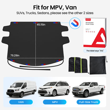 REEVAA Upgraded Car Windshield Cover for Ice & Snow [All-Weather Protection] Magnetic Fit Weatherproof Frost Cover, Winter Accessories, Christmas Gift