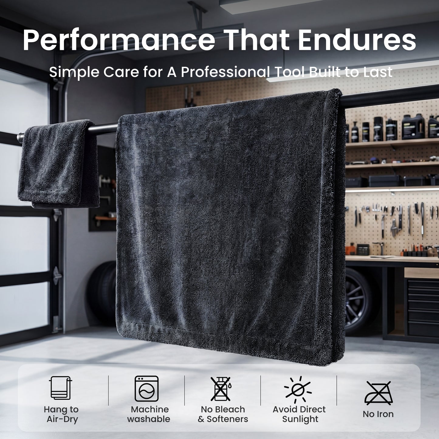 REEVAA 2 Pack 1300 GSM Car Drying Towel, Microfiber Cleaning, Twisted Loop, Dries in 3 Seconds,Dries an Entire Car, Pro-Grade Care,Streak Free, Lint Free, Reusable,2Pcs (36"×24"+16"×16")
