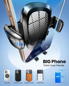 REEVAA Upgraded Phone Holder for Car [Big Phone,Thick Case Friendly] Strongest Deep Clamps & Metal Clip, Cell Phone Air Vent Mount Compatible with iPhone 16 15 14 13 12 Pro Max Samsung Ultra S24 All