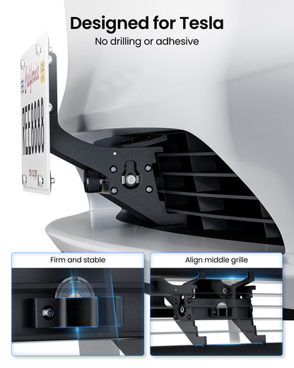 REEVAA 2025 Front License Plate Holder for Tesla Model Y/3 [No Drill, No Adhesive], Aluminum Alloy Material License Plate Frame for Model Y 2021-2025 and Model 3 2021-2023 (Not Fit New Y Juniper)