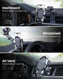 REEVAA Phone Holder for Car [Newest Rotating Base] Universal Cell Phone Mount Dashboard Windshield Air Vent, Long Arm Dash Mount Compatible with iPhone 16 Pro Max 15 14 13 Samsung S24 S23 etc