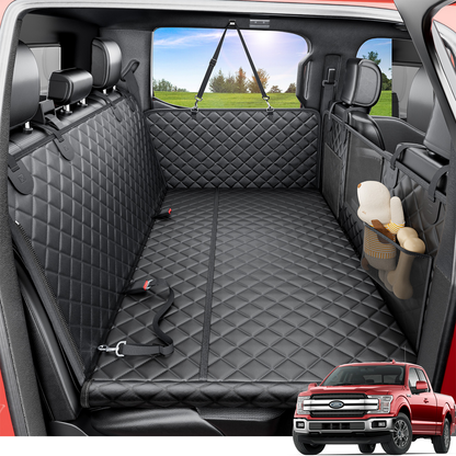 REEVAA XL Dog Seat Cover for Trucks & SUVs – Hard Bottom Dog Hammock for Back Seat, Waterproof Pet Bed Extender for 2–4 Large Dogs, Heavy-Duty, Universal Fit, Black