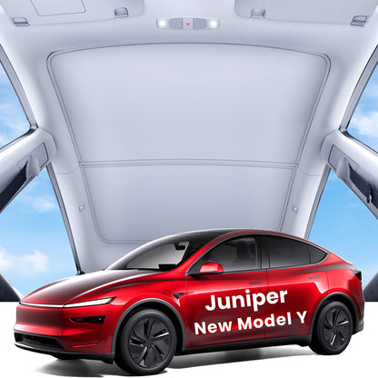 REEVAA 2025 Upgrade Heat Insulation Foldable Glass Sunroof Cover for Model Y Juniper 2025-2026, 2PCS, Gray