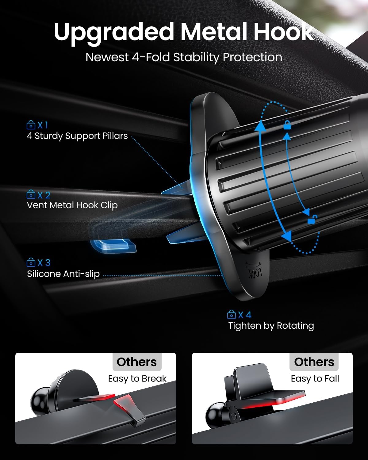 REEVAA for MagSafe Car Mount [Strongest Magnet Power] Magnetic Phone Holder for Car Vent, 360° Adjustable Magnetic Car Mount Accessories Fit for iPhone 16 Pro Max 15 14 13 12 Plus Mini