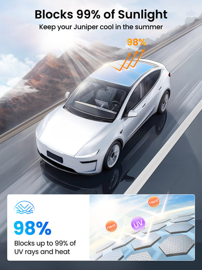 REEVAA 2025 Upgrade Heat Insulation Foldable Glass Sunroof Cover for 2020-2025 Tesla Model Y, 2PCS, Gray