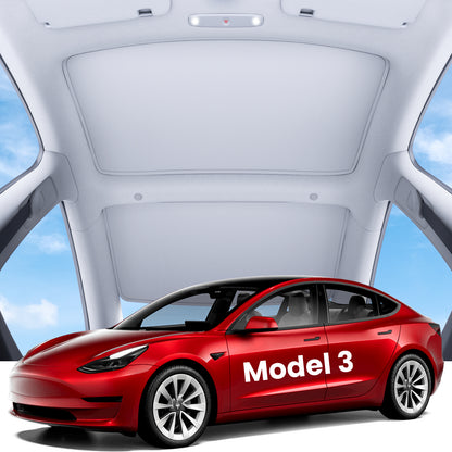 REEVAA 2025 Upgrade Heat Insulation Foldable Glass Sunroof Cover for 2020-2025 Model 3 Highland, 2PCS, Gray