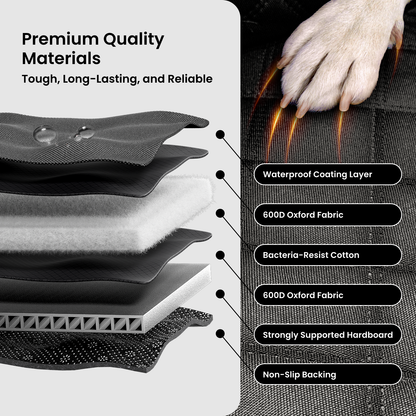 REEVAA XL Dog Seat Cover for Trucks & SUVs – Hard Bottom Dog Hammock for Back Seat, Waterproof Pet Bed Extender for 2–4 Large Dogs, Heavy-Duty, Universal Fit, Black