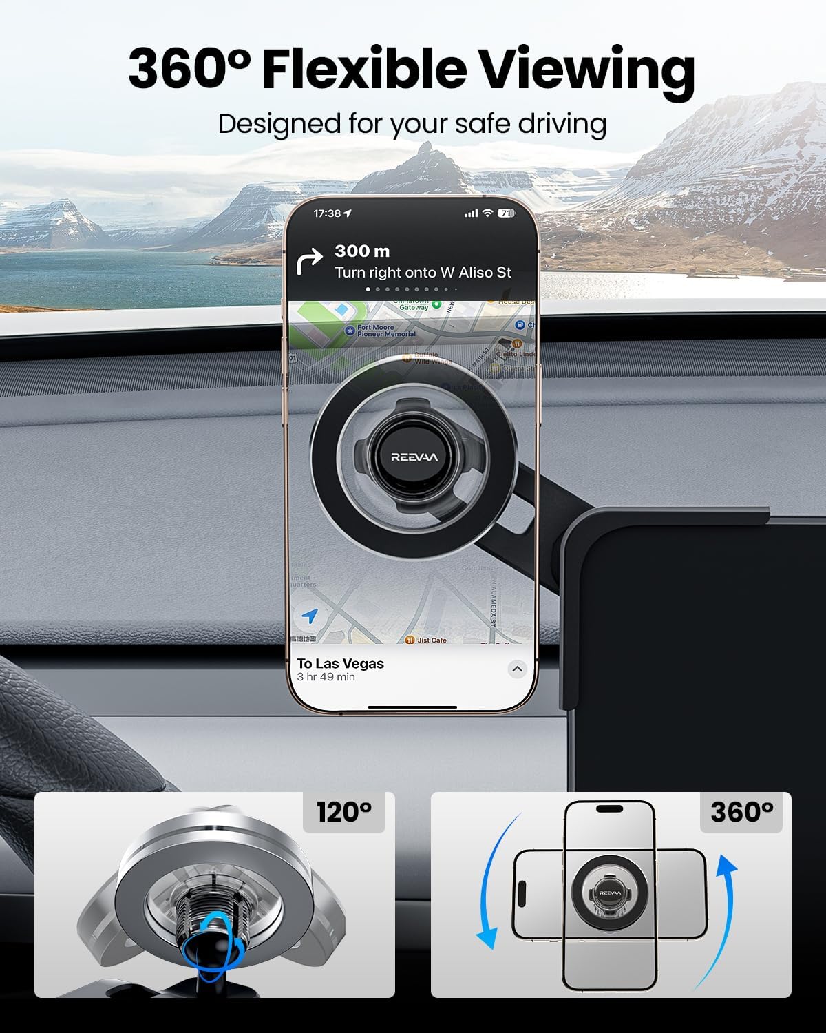 REEVAA 2025 Adjustable Tesla Model Y Juniper Phone Mount for MagSafe,  Compatible with Model Y 2020-2026, MagSafe Case, iPhone Series