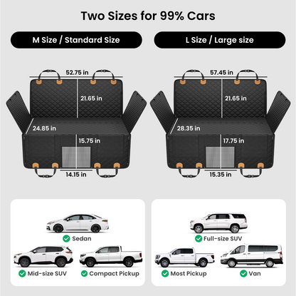 REEVAA XL Dog Seat Cover for Trucks & SUVs – Hard Bottom Dog Hammock for Back Seat, Waterproof Pet Bed Extender for 2–4 Large Dogs, Heavy-Duty, Universal Fit, Black