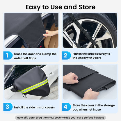 REEVAA Upgraded Car Windshield Cover for Ice & Snow [All-Weather Protection] Magnetic Fit Weatherproof Frost Cover, Winter Accessories, Christmas Gift