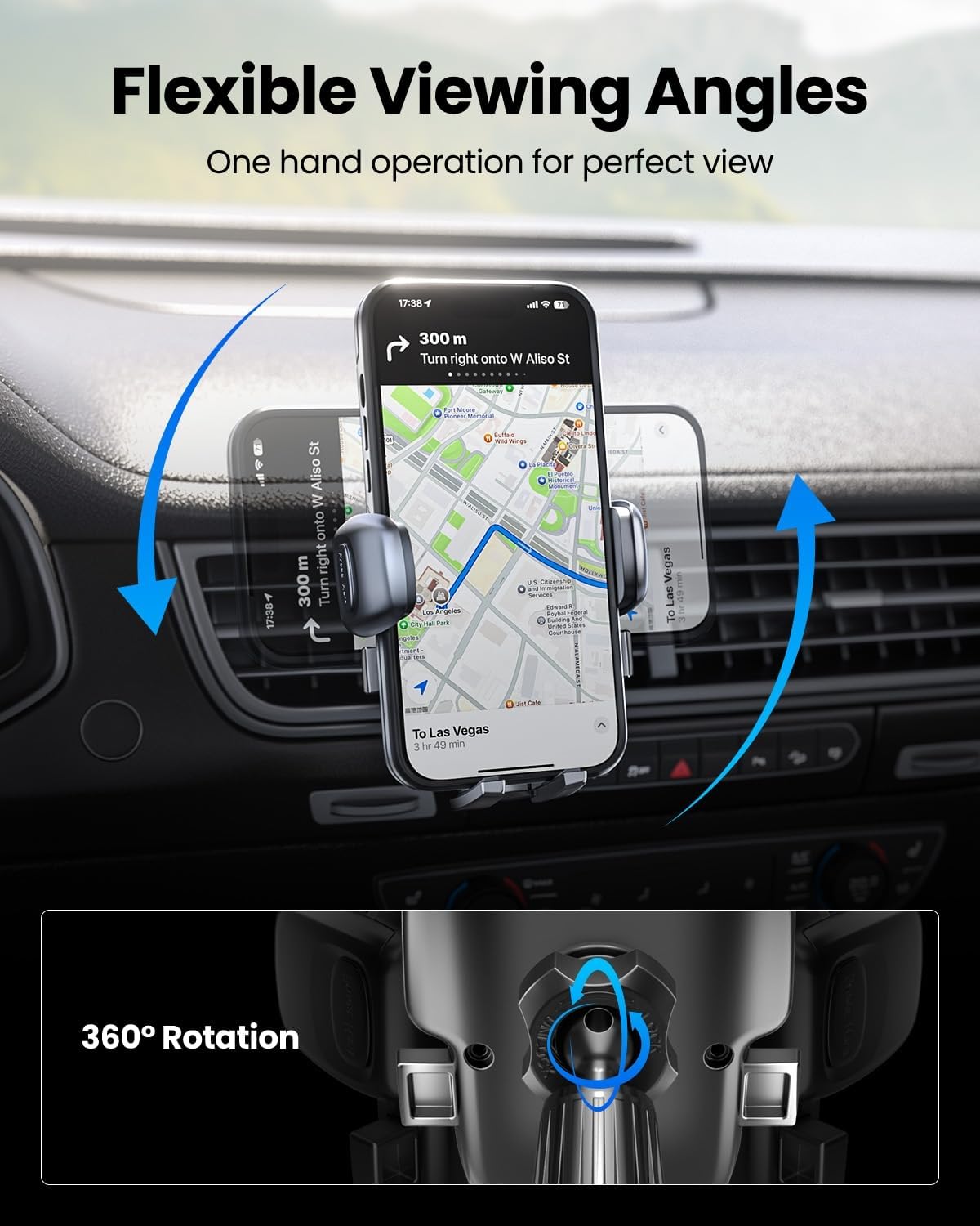 REEVAA Upgraded Phone Holder for Car [Big Phone,Thick Case Friendly] Strongest Deep Clamps & Metal Clip, Cell Phone Air Vent Mount Compatible with iPhone 16 15 14 13 12 Pro Max Samsung Ultra S24 All