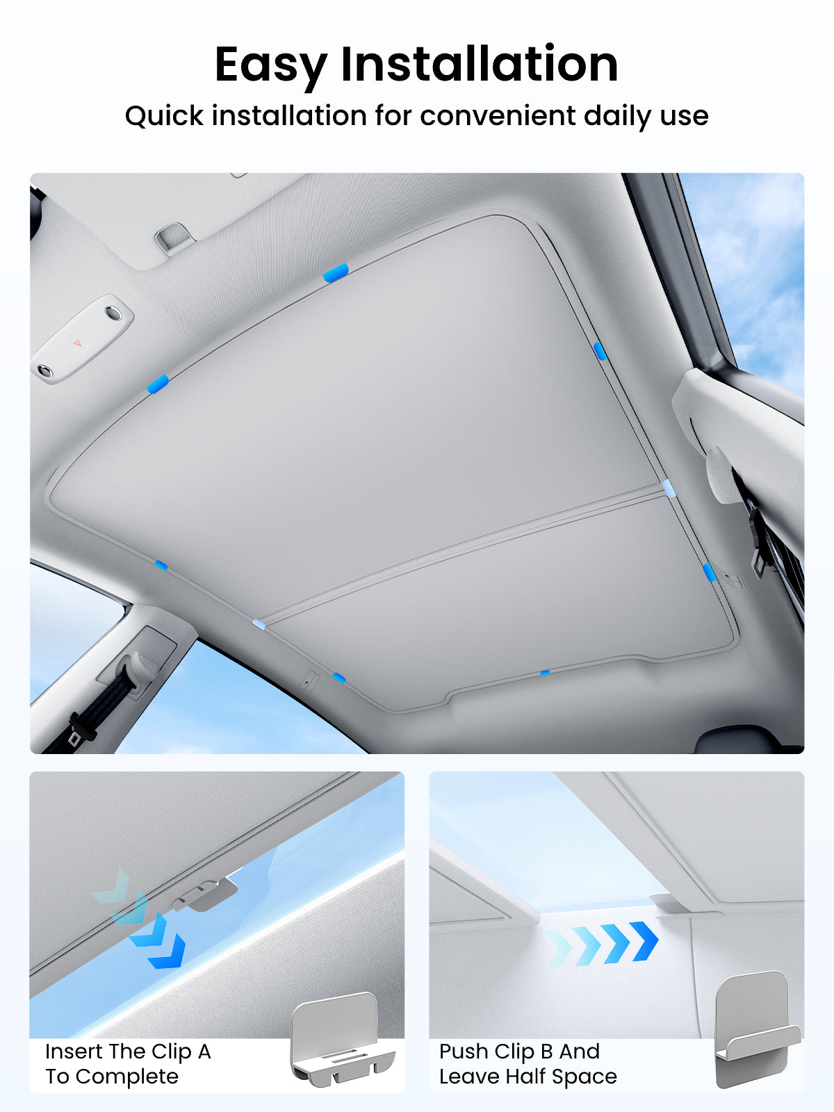 REEVAA 2025 Upgrade Heat Insulation Foldable Glass Sunroof Cover for 2020-2025 Tesla Model Y, 2PCS, Gray