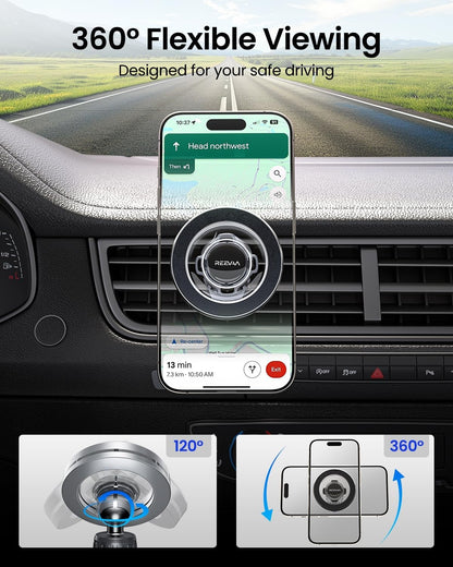 REEVAA for MagSafe Car Mount [Strongest Magnet Power] Magnetic Phone Holder for Car Vent, 360° Adjustable Magnetic Car Mount Accessories Fit for iPhone 16 Pro Max 15 14 13 12 Plus Mini