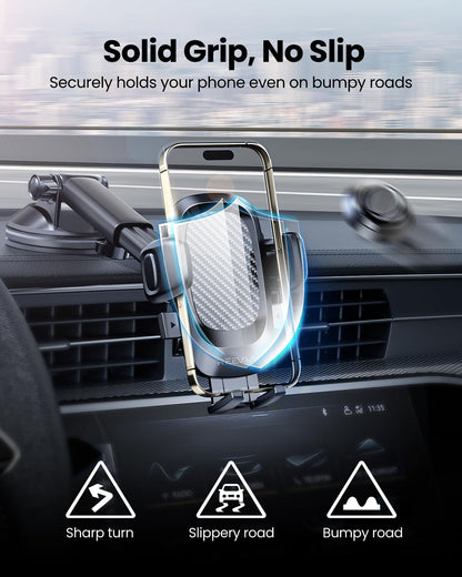 REEVAA Phone Holder for Car [Newest Rotating Base] Universal Cell Phone Mount Dashboard Windshield Air Vent, Long Arm Dash Mount Compatible with iPhone 16 Pro Max 15 14 13 Samsung S24 S23 etc