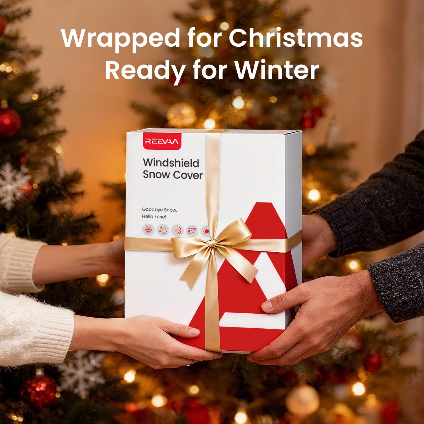 REEVAA Upgraded Car Windshield Cover for Ice & Snow [All-Weather Protection] Magnetic Fit Weatherproof Frost Cover, Winter Accessories, Christmas Gift