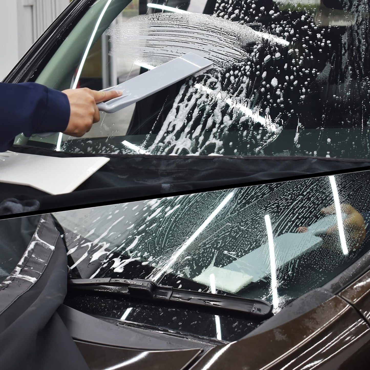 REEVAA Window Tint Tools Bulldozer Squeegee Scrubber Paddle Squeegee Car Windshield Back Window Tint Film Tool Window Tint Squeegee with Long Handle for Car Back Flat Glass Tinting Cleaning Squeegee