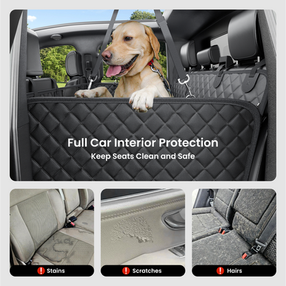 REEVAA XL Dog Seat Cover for Trucks & SUVs – Hard Bottom Dog Hammock for Back Seat, Waterproof Pet Bed Extender for 2–4 Large Dogs, Heavy-Duty, Universal Fit, Black