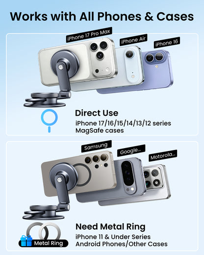 2026 Tesla Phone Mount for MagSafe [Foldable Hidden & Strong Magnetic] Adjustable Phone Holder for Model Y/3/S/X, Tesla Accessories Compatible with MagSafe Case iPhone 17 16 15 etc