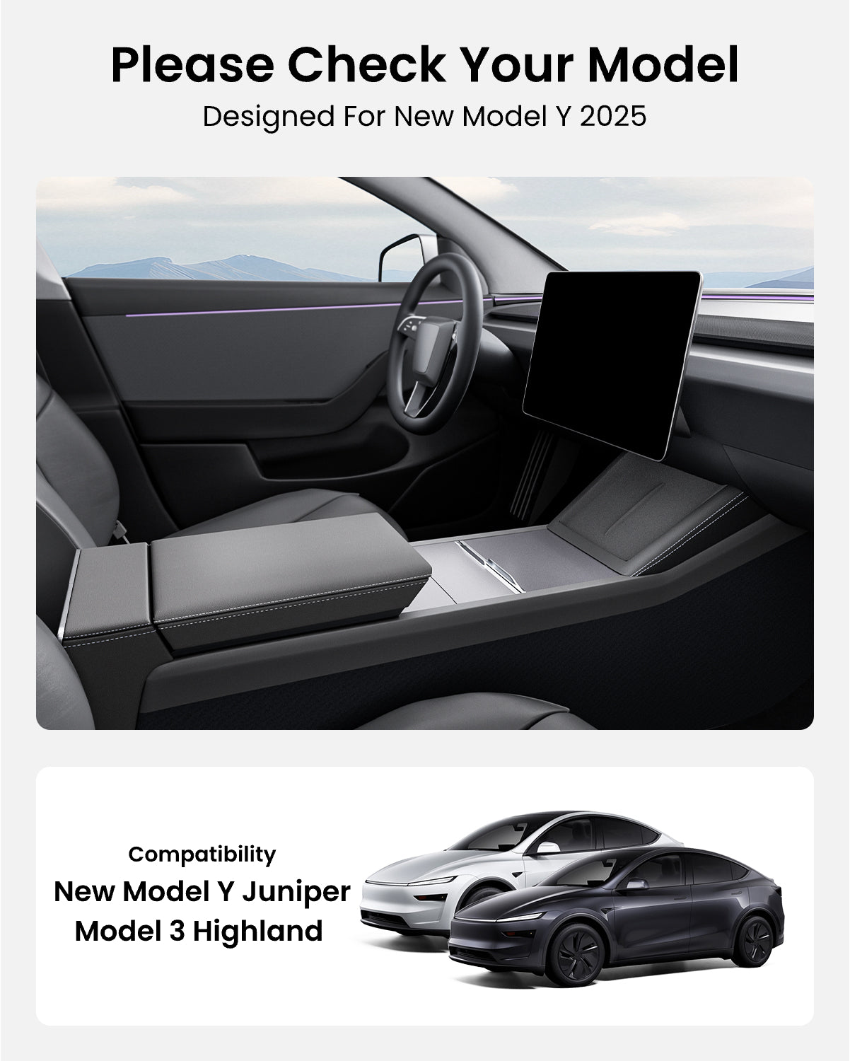 REEVAA Tesla New Model Y Juniper 2026/Model 3 Highland Center Console Organizer Tray Accessories [Maximized Space | Noise-Free & OEM Fit] 4PCS, Black