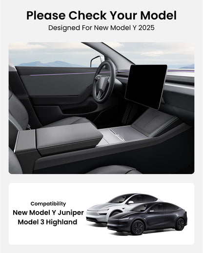 REEVAA Tesla New Model Y Juniper 2026/Model 3 Highland Center Console Organizer Tray Accessories [Maximized Space | Noise-Free & OEM Fit] 4PCS, Black
