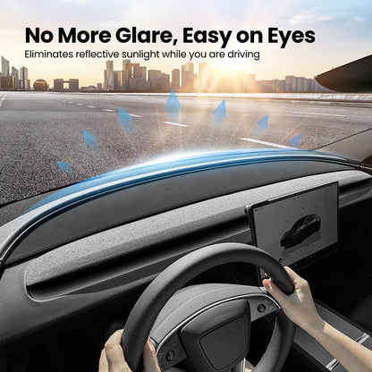 REEVAA 2024 Newest Tesla Dashboard Cover Accessories [Anti-Glare, Full Protection] Anti-Slip Soft Alcantara Dash Cover Mat
