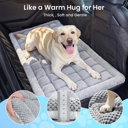 REEVAA Dog Bed Mat for Car Backseat [Extra-Thick & Chew-Resistant], Road Trip Bed to Fully Protect Dog's Safety, 54x24x1.8 in Fits Trucks/SUVs, Grey