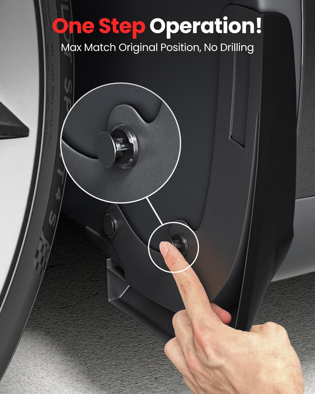 No drilling tesla mud flaps, one step operation!