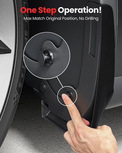 No drilling tesla mud flaps, one step operation!