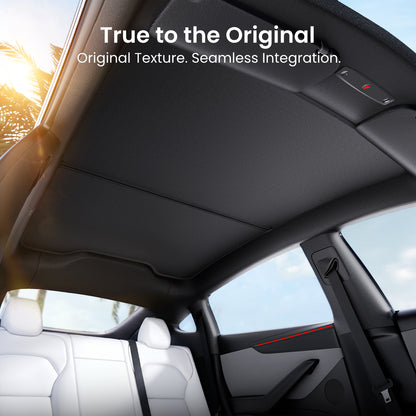 REEVAA 2025 Upgrade Heat Insulation Foldable Glass Sunroof Cover for Model Y Juniper 2025-2026, 2PCS, Gray,Black