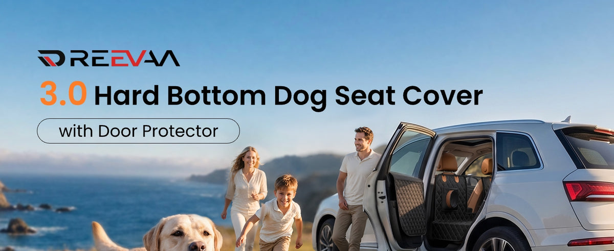 REEVAA 3.0 Hard Bottom Dog Car Seat Cover with Door Protector