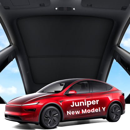 REEVAA 2025 Upgrade Heat Insulation Foldable Glass Sunroof Cover for Model Y Juniper 2025-2026, 2PCS, Gray,Black
