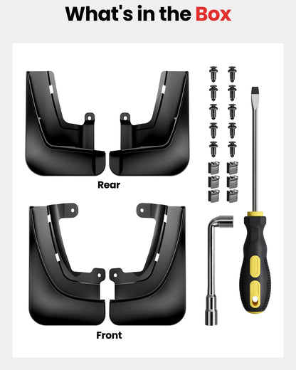 What's in the box
Tesla Model X Accessories Mud Flaps *2【Front】
Tesla Model X Accessories Mud Flaps *2【Rear】
Tesla Accessory Kit 【Includes Installation Tools】